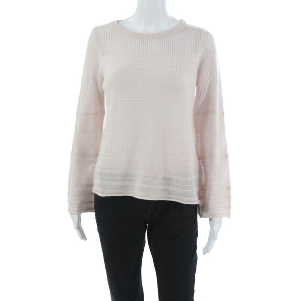 Margaret OLeary Women Basic Cashmere Crew Neck Long Sleeve Sweater Pink Size S